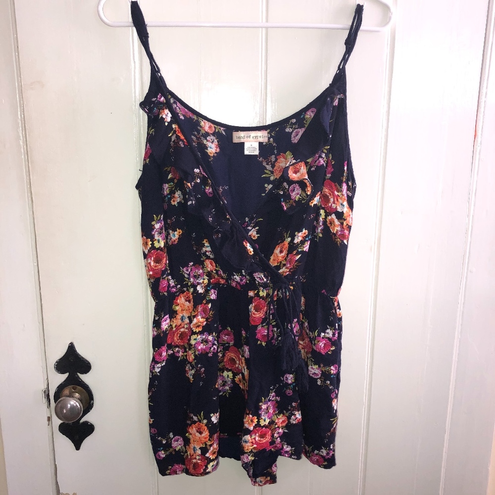 Band of Gypsies Navy Multi Floral Romper Size M